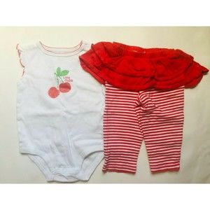 Girls Size 9M 6-9 Months Two Piece Carter's Little Cutie Cherry Top & Leggings